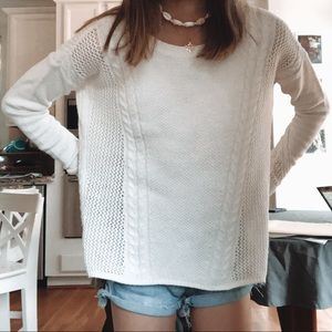 white knit sweater